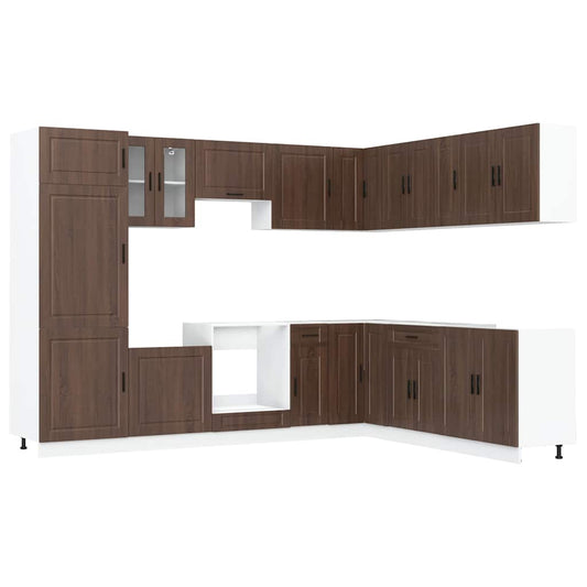 vidaXL 14 Piece Kitchen Cabinet Set "Porto" Brown Oak Engineered Wood