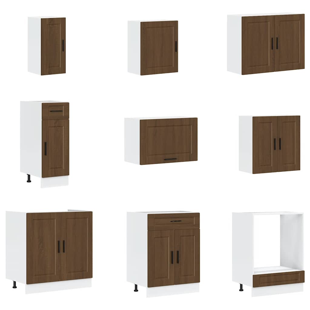 vidaXL 14 Piece Kitchen Cabinet Set Porto Brown Oak Engineered Wood