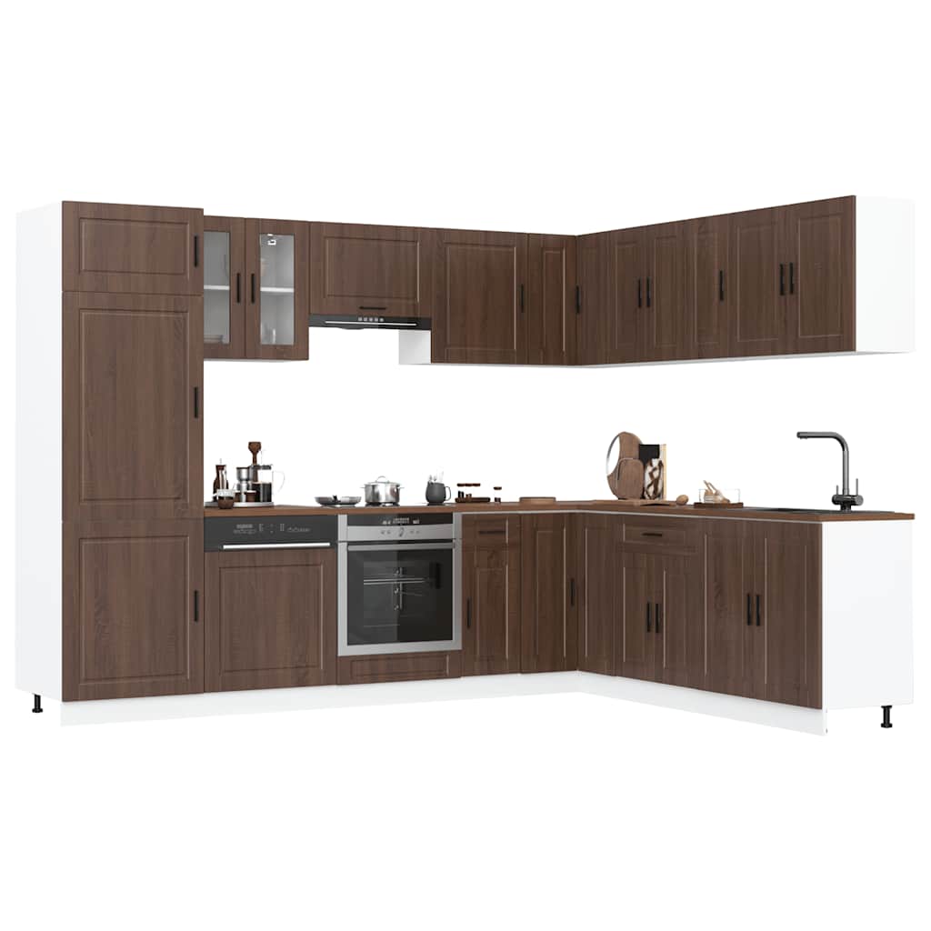 vidaXL 14 Piece Kitchen Cabinet Set Porto Brown Oak Engineered Wood