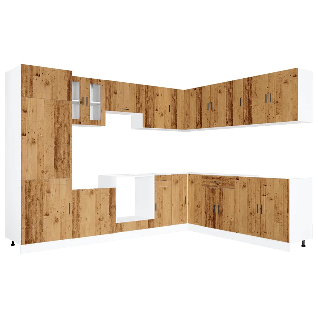 vidaXL 14 Piece Kitchen Cabinet Set Porto Old Wood Engineered Wood