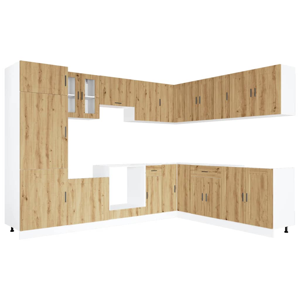 vidaXL 14 Piece Kitchen Cabinet Set Porto Artisan Oak Engineered Wood