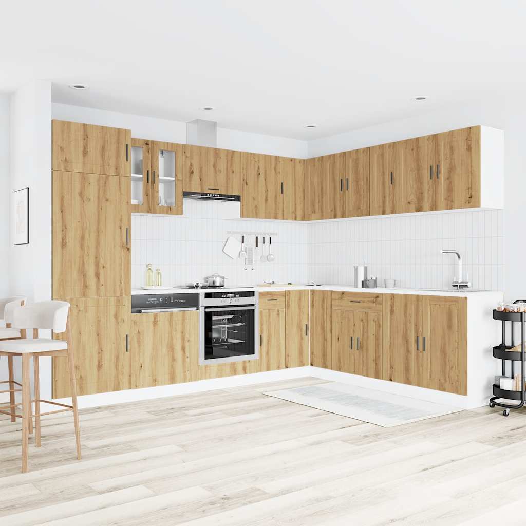 vidaXL 14 Piece Kitchen Cabinet Set Porto Artisan Oak Engineered Wood