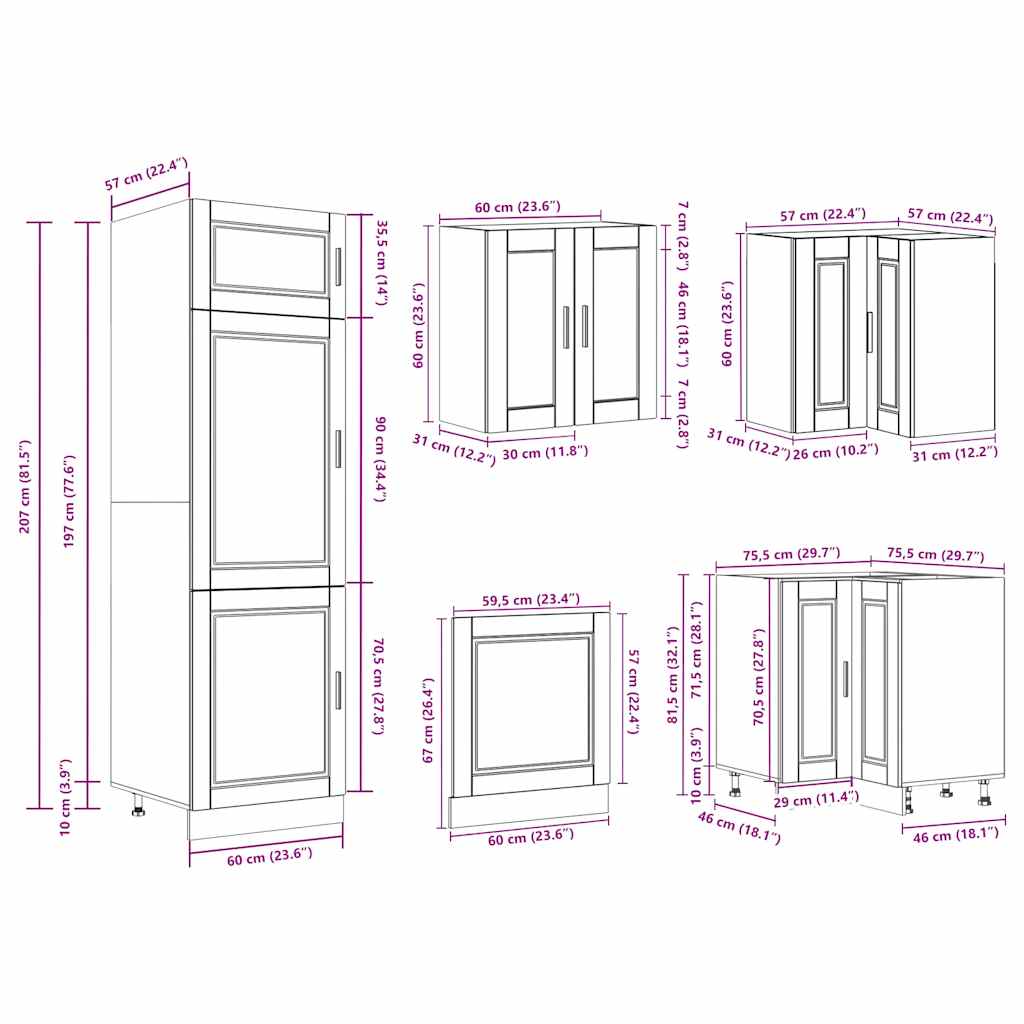 vidaXL 14 Piece Kitchen Cabinet Set Porto Artisan Oak Engineered Wood