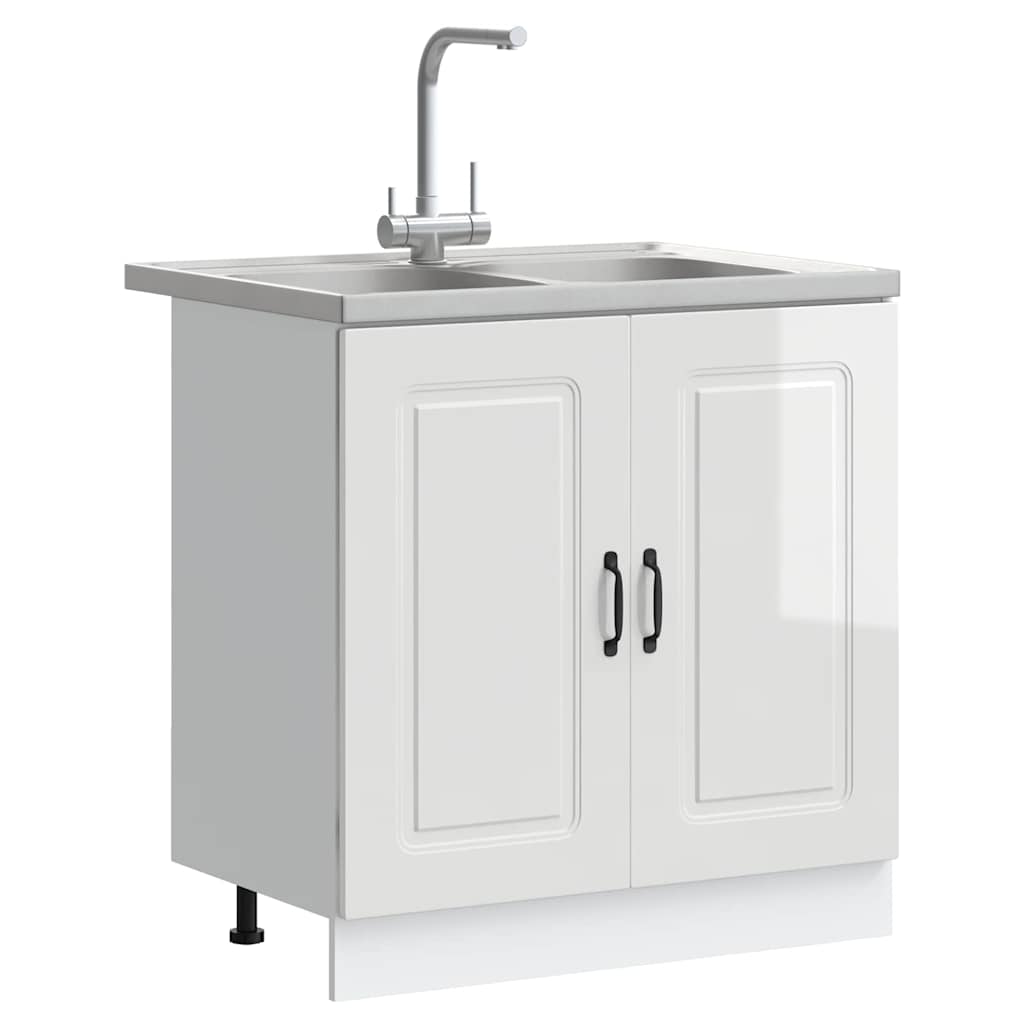 vidaXL Kitchen Cabinet with Door Kalmar Glossy White 80 x 46 x 81.5 cm