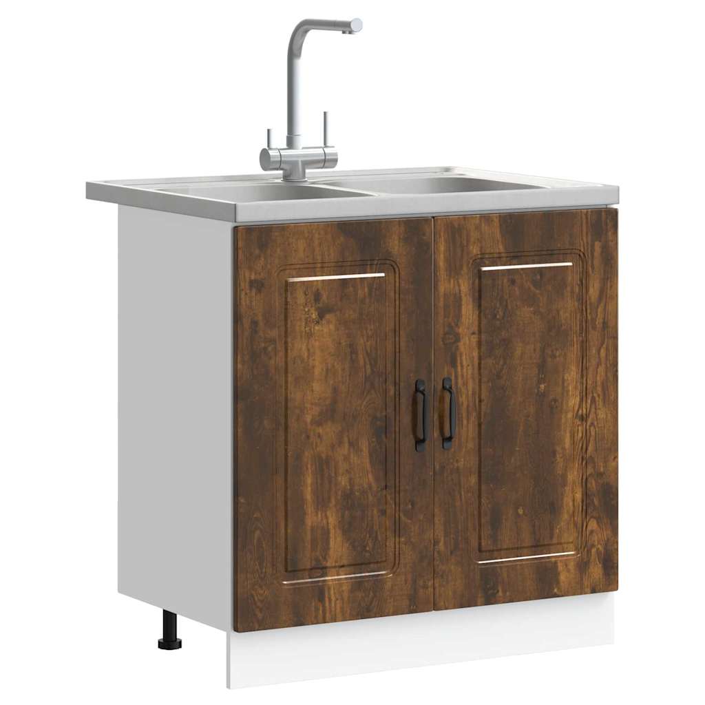 vidaXL Kitchen Cabinet with Door Kalmar 2 pcs Brown 80 x 46 x 81.5 cm