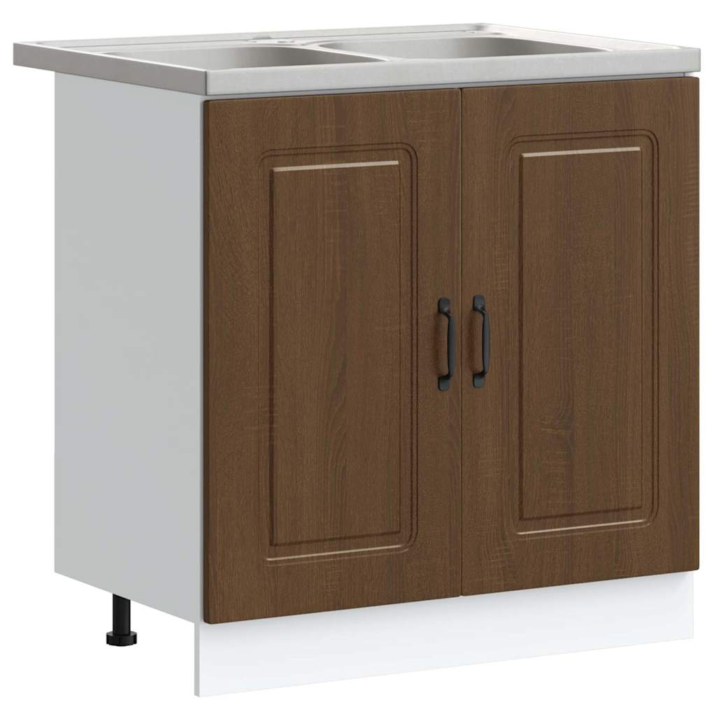 vidaXL Kitchen Cabinet with Storage Kalmar Brown Oak 80 x 46 x 81.5 cm