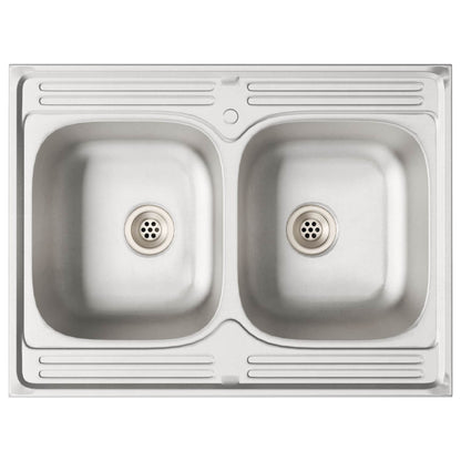 vidaXL Sink Base Cabinet Lucca 2 pcs White Engineered Wood