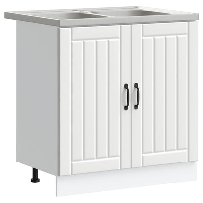 vidaXL Sink Base Cabinet Lucca 2 pcs White Engineered Wood