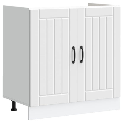 vidaXL Sink Base Cabinet Lucca 2 pcs White Engineered Wood