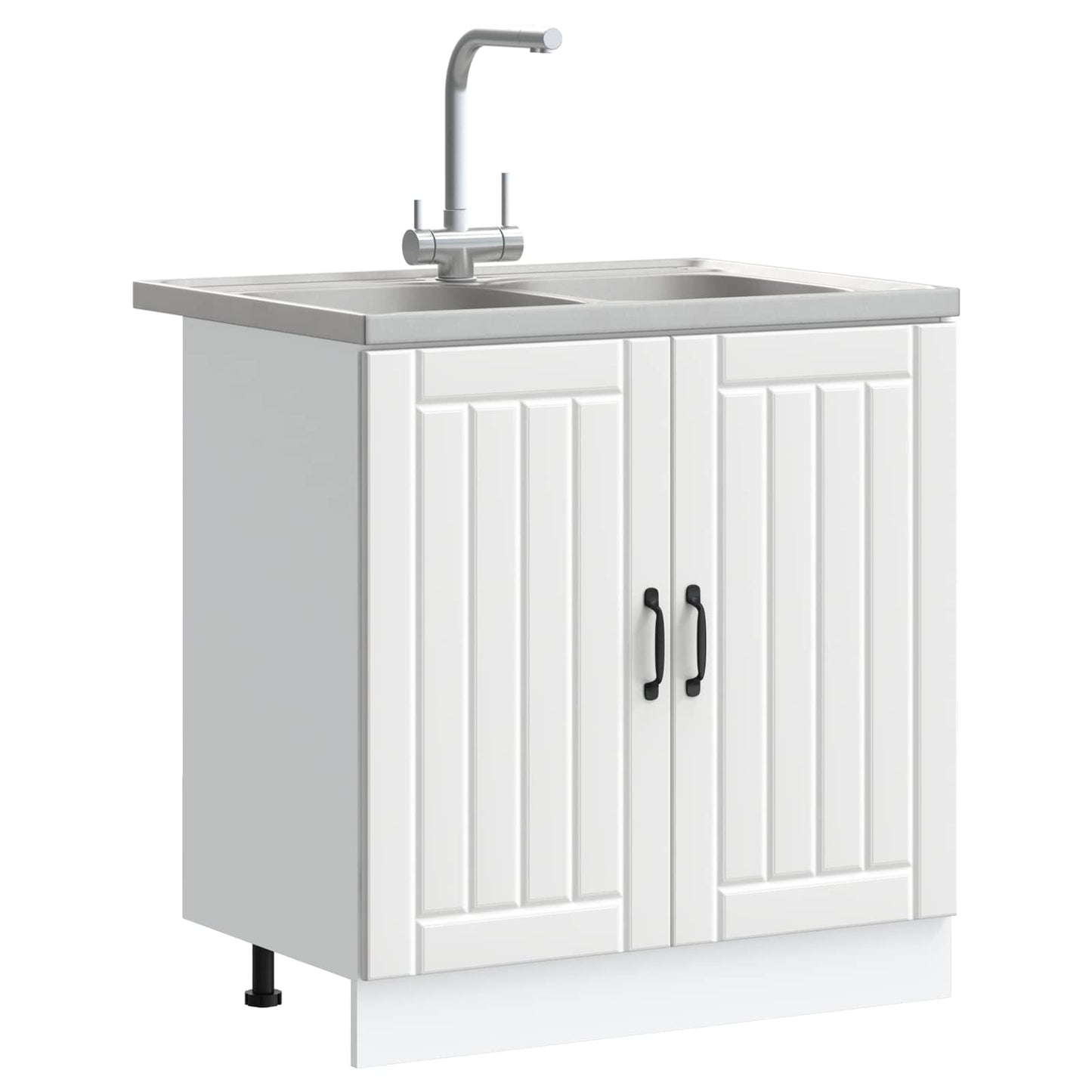 vidaXL Sink Base Cabinet Lucca 2 pcs White Engineered Wood