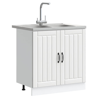 vidaXL Sink Base Cabinet Lucca 2 pcs White Engineered Wood