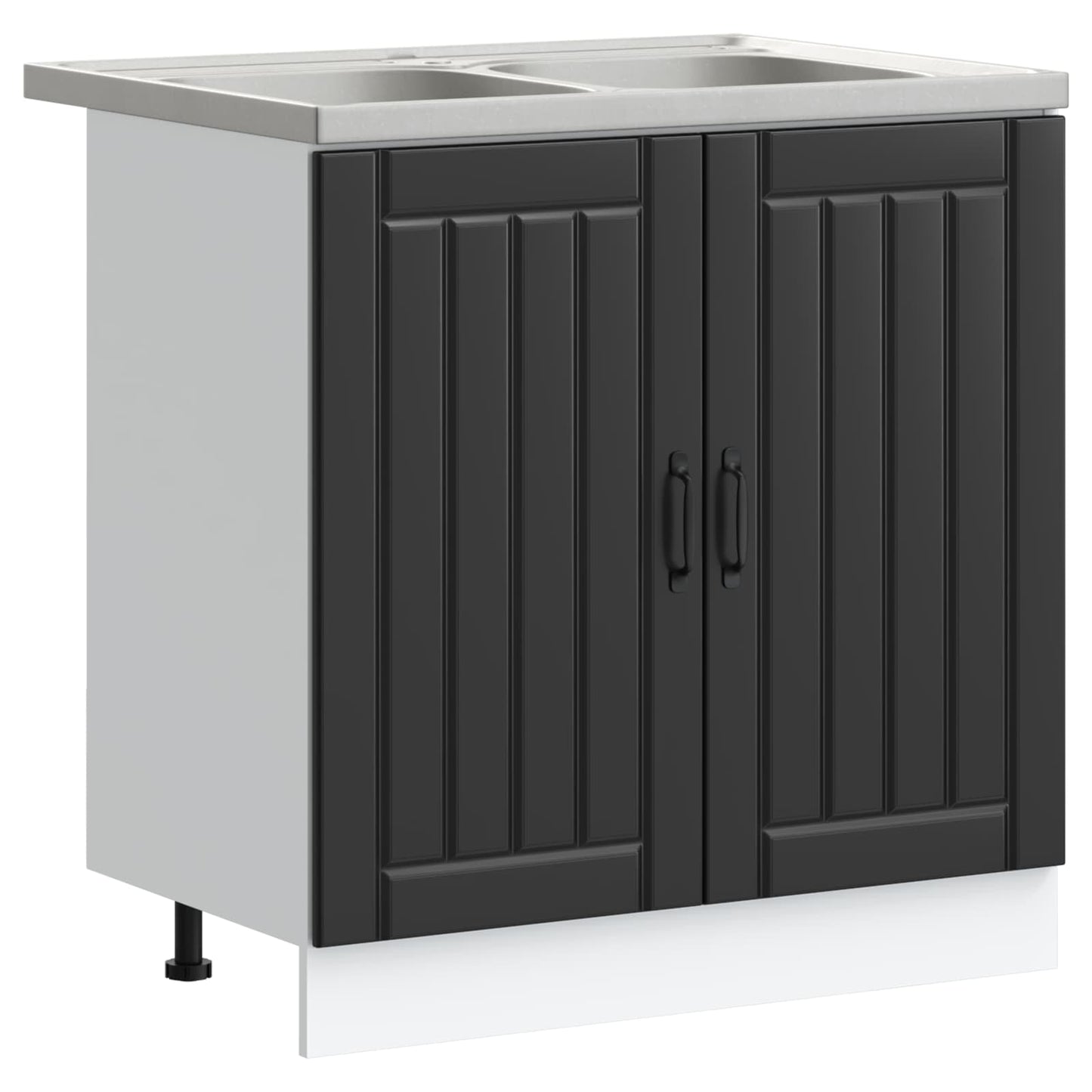 vidaXL Sink Base Cabinet with Door Lucca 2 pcs Black Engineered Wood