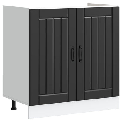 vidaXL Sink Base Cabinet with Door Lucca 2 pcs Black Engineered Wood