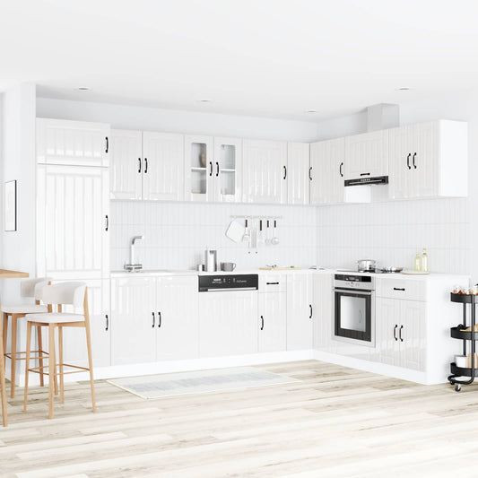 vidaXL Sink Base Cabinet Lucca 2 pcs High Gloss White Engineered Wood
