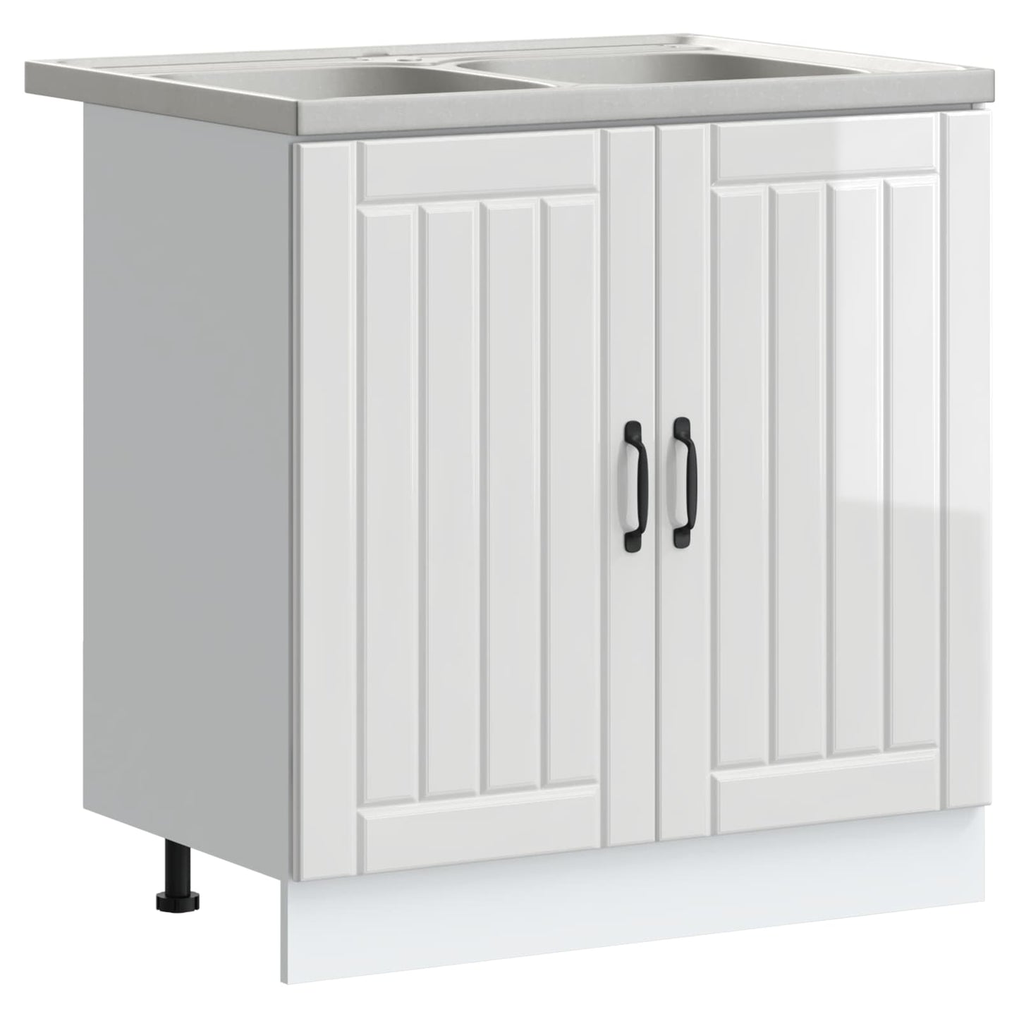 vidaXL Sink Base Cabinet Lucca 2 pcs High Gloss White Engineered Wood