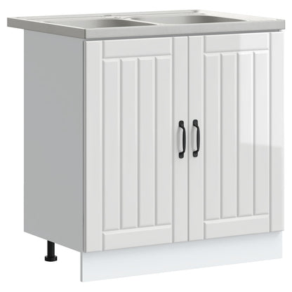 vidaXL Sink Base Cabinet Lucca 2 pcs High Gloss White Engineered Wood
