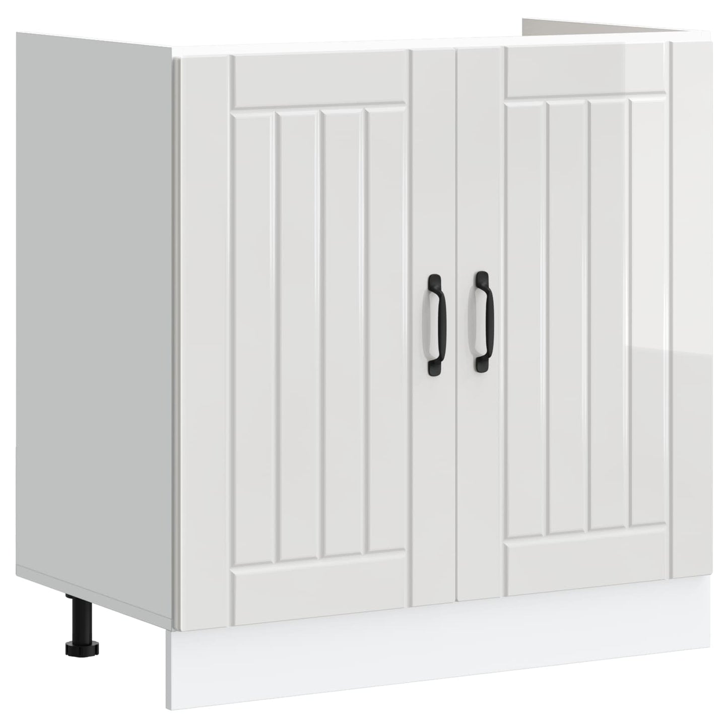 vidaXL Sink Base Cabinet Lucca 2 pcs High Gloss White Engineered Wood