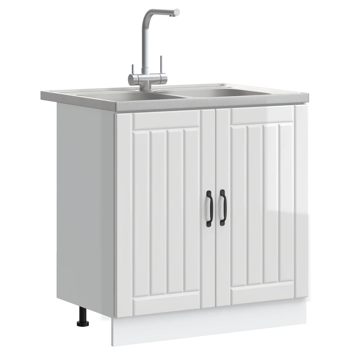 vidaXL Sink Base Cabinet Lucca 2 pcs High Gloss White Engineered Wood