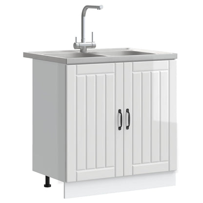 vidaXL Sink Base Cabinet Lucca 2 pcs High Gloss White Engineered Wood