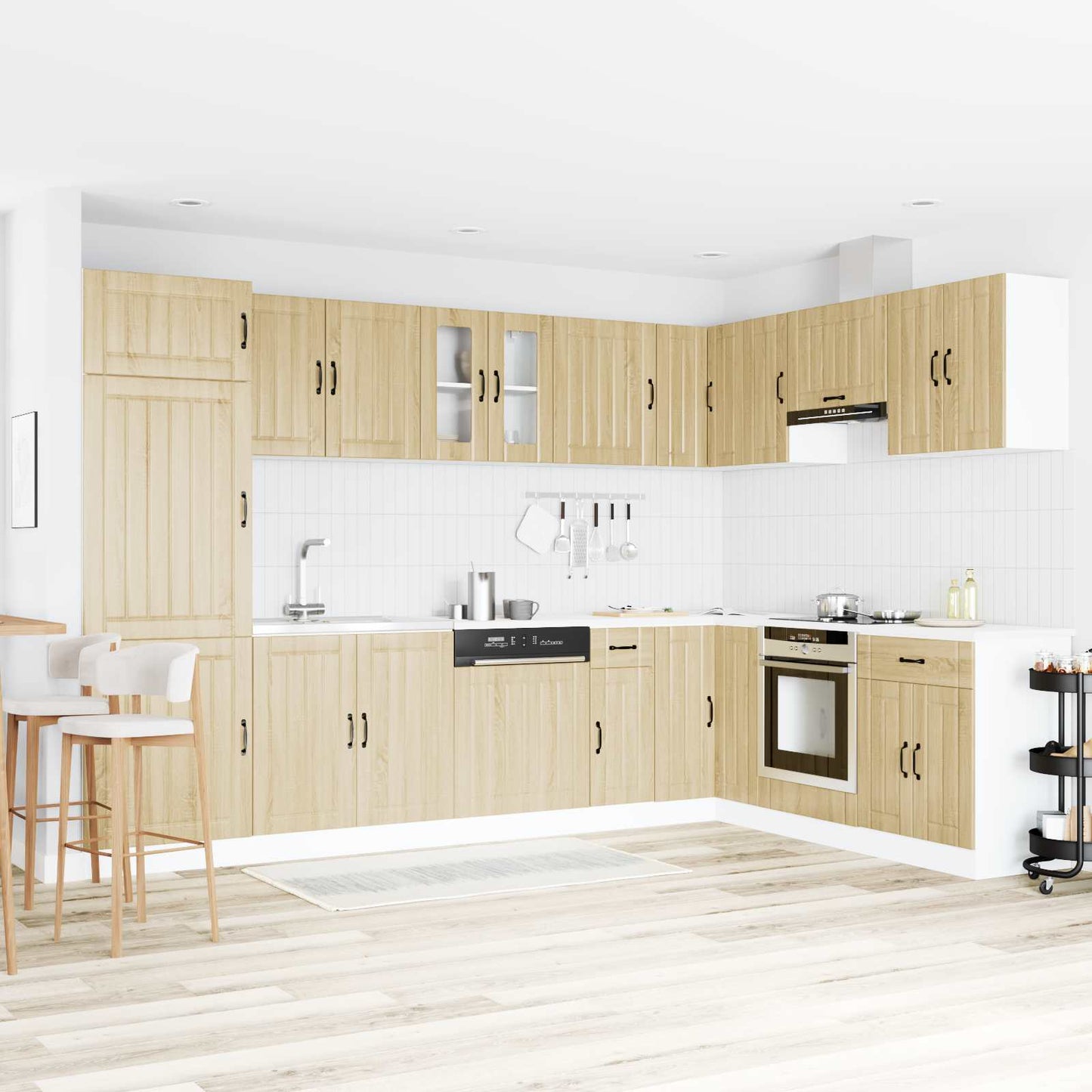 vidaXL Sink Base Cabinet Lucca 2 pcs Sonoma Oak Engineered Wood