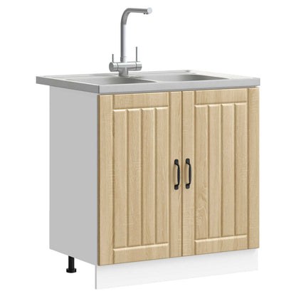vidaXL Sink Base Cabinet Lucca 2 pcs Sonoma Oak Engineered Wood