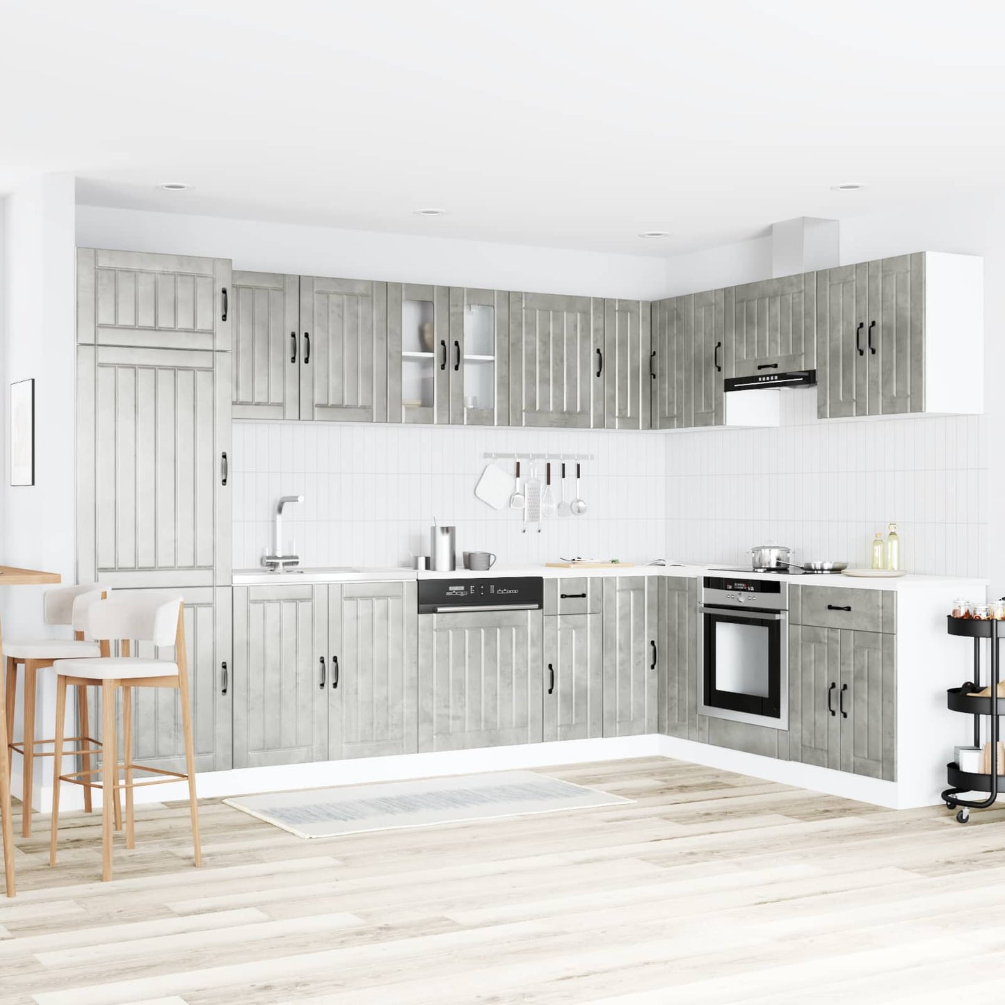 vidaXL Sink Base Cabinet Lucca 2 pcs Concrete Grey Engineered Wood