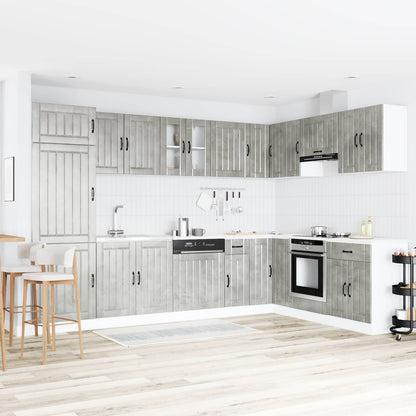 vidaXL Sink Base Cabinet Lucca 2 pcs Concrete Grey Engineered Wood