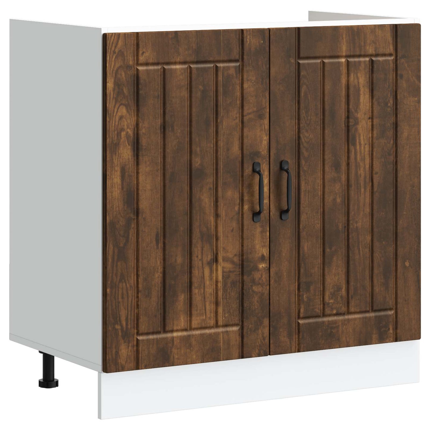 vidaXL Sink Base Cabinet Lucca 2 pcs Smoked Oak Engineered Wood