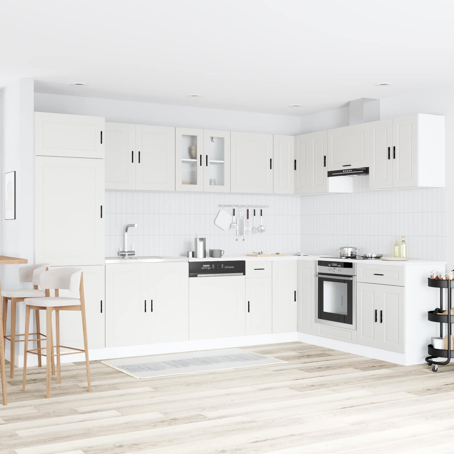 vidaXL Sink Base Cabinet with Door Porto 2 pcs White Engineered wood