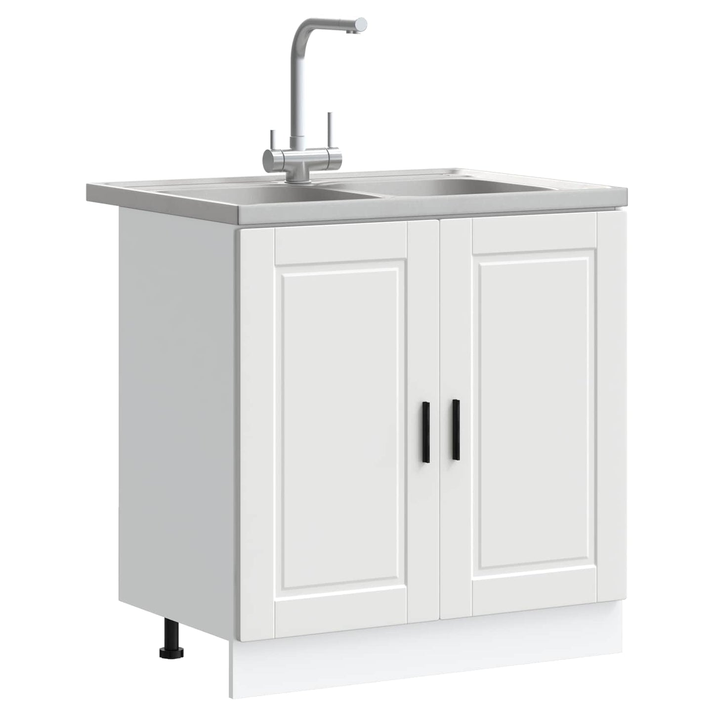 vidaXL Sink Base Cabinet with Door Porto 2 pcs White Engineered wood