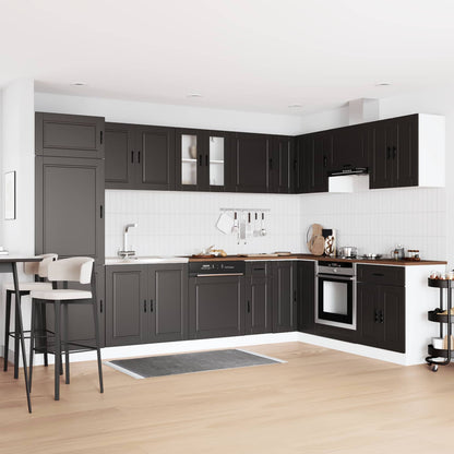 vidaXL Sink Base Cabinet with Door Porto 2 pcs Black Engineered wood