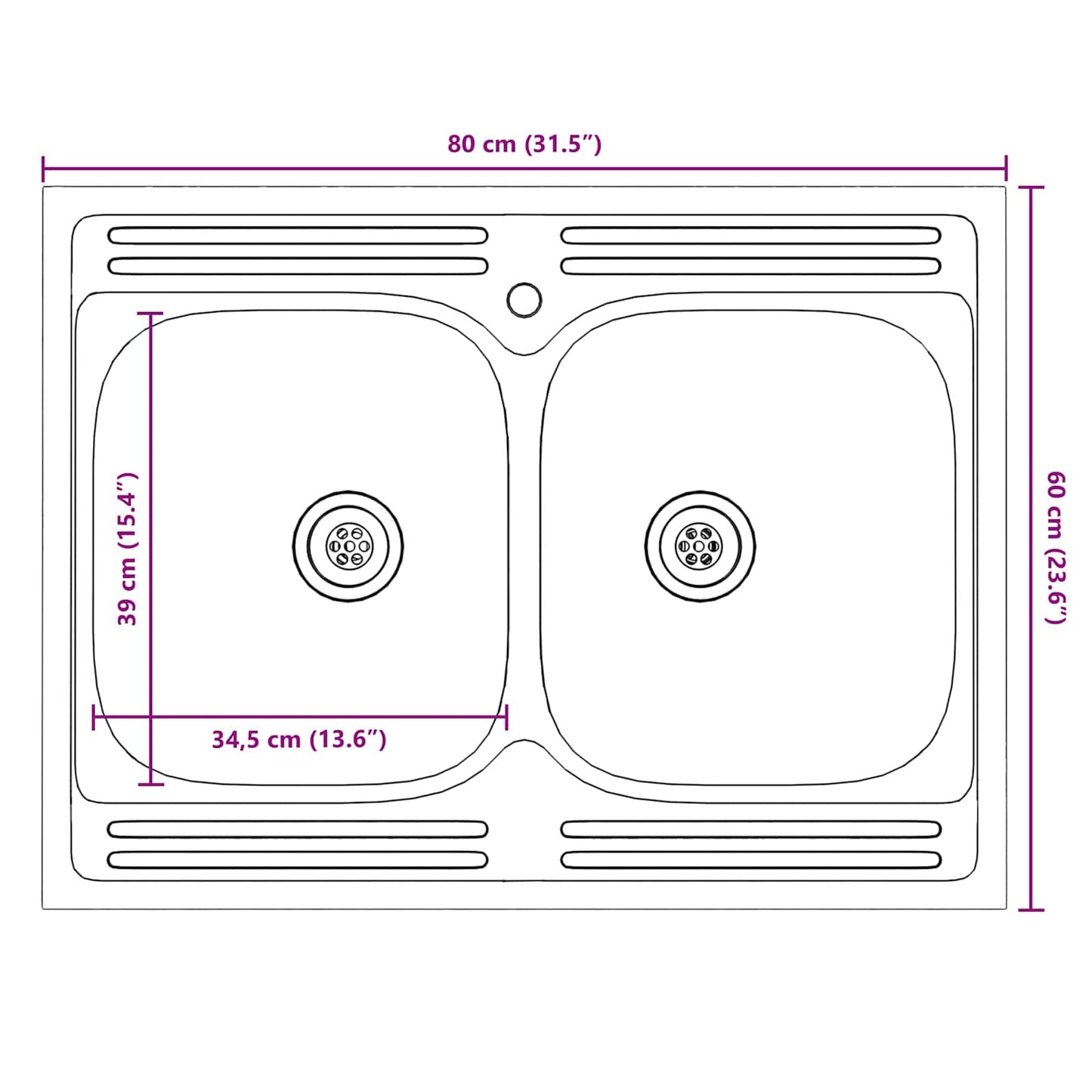 vidaXL Sink Base Cabinet with Door Porto 2 pcs White Engineered wood