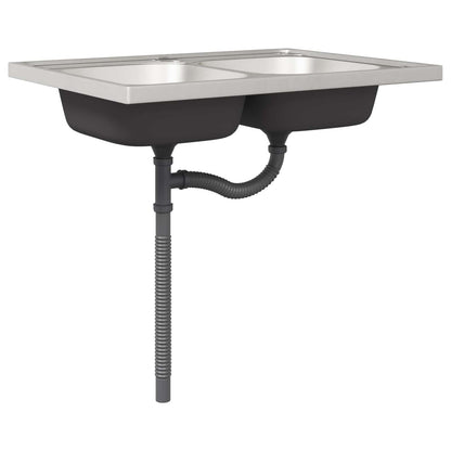 vidaXL Sink Base Cabinet with Door Porto 2 pcs Brown Engineered wood