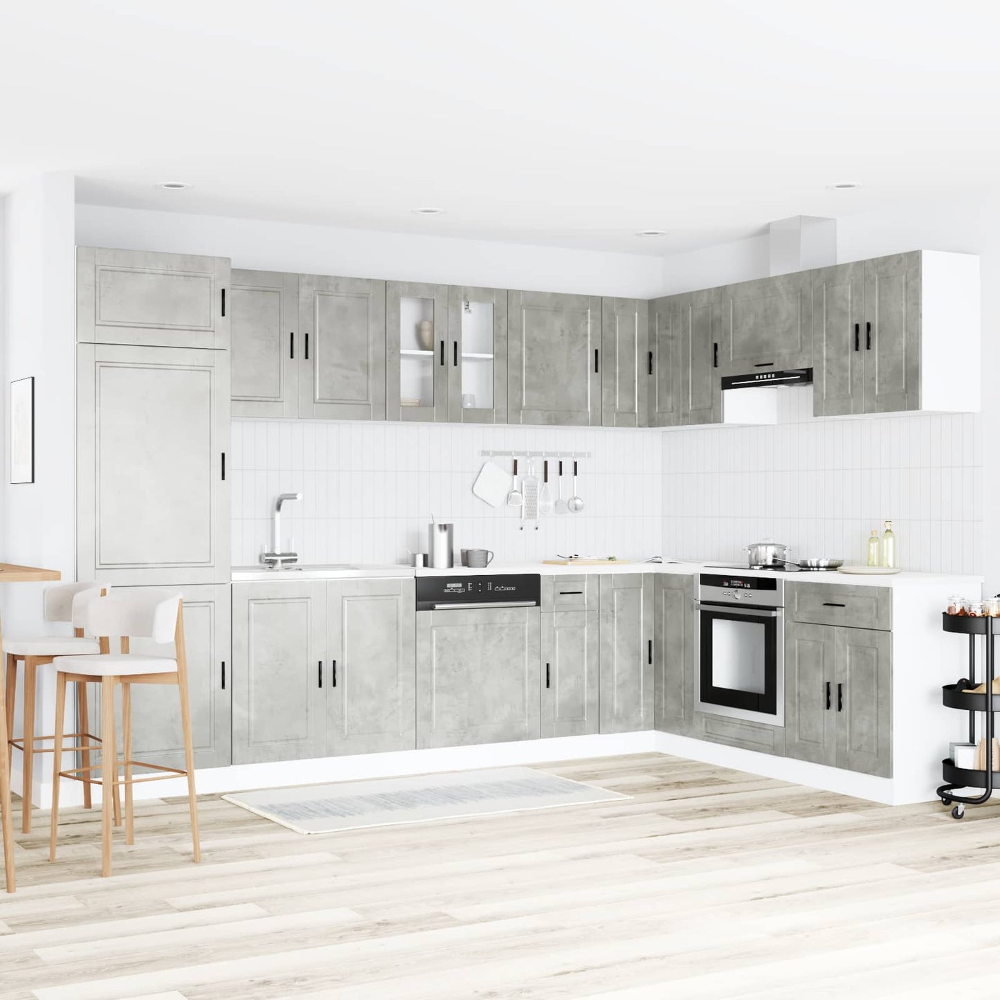 vidaXL Sink Base Cabinet with Storage Porto 2 pcs Grey Engineered wood