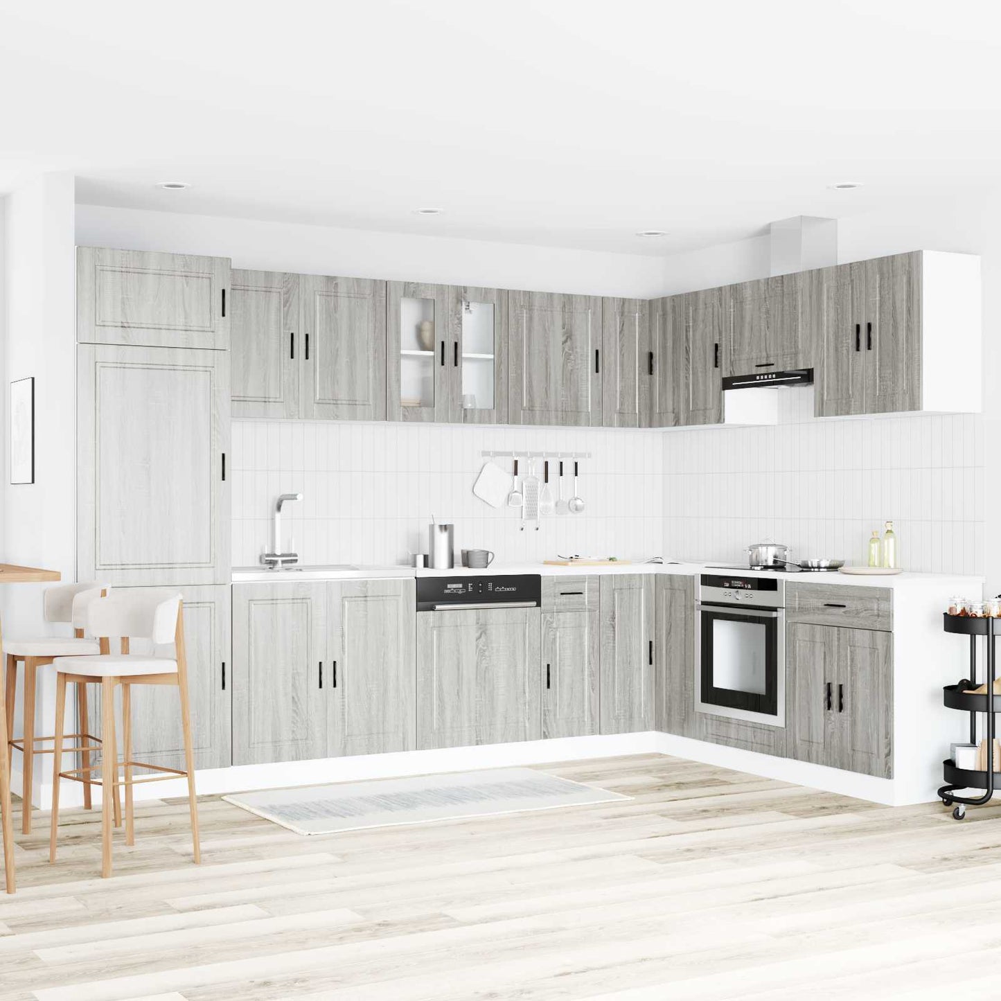 vidaXL Sink Base Cabinet with Storage Porto 2 pcs Grey Engineered wood