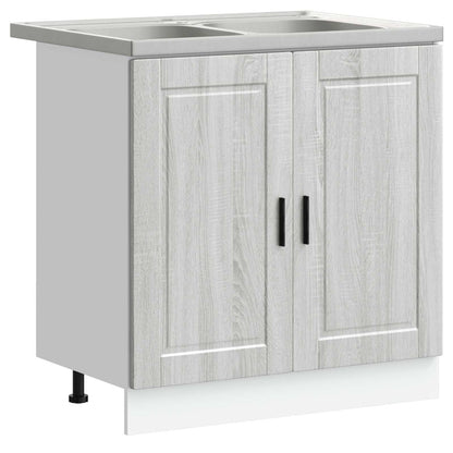vidaXL Sink Base Cabinet with Storage Porto 2 pcs Grey Engineered wood