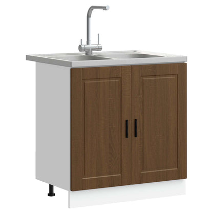 vidaXL Sink Base Cabinet with Door Porto 2 pcs Brown Engineered wood