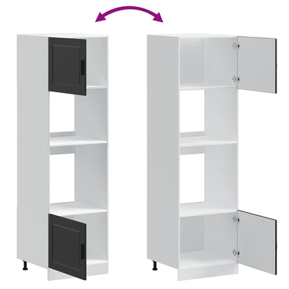 vidaXL Oven Cabinets 2 pcs Porto Black Engineered Wood