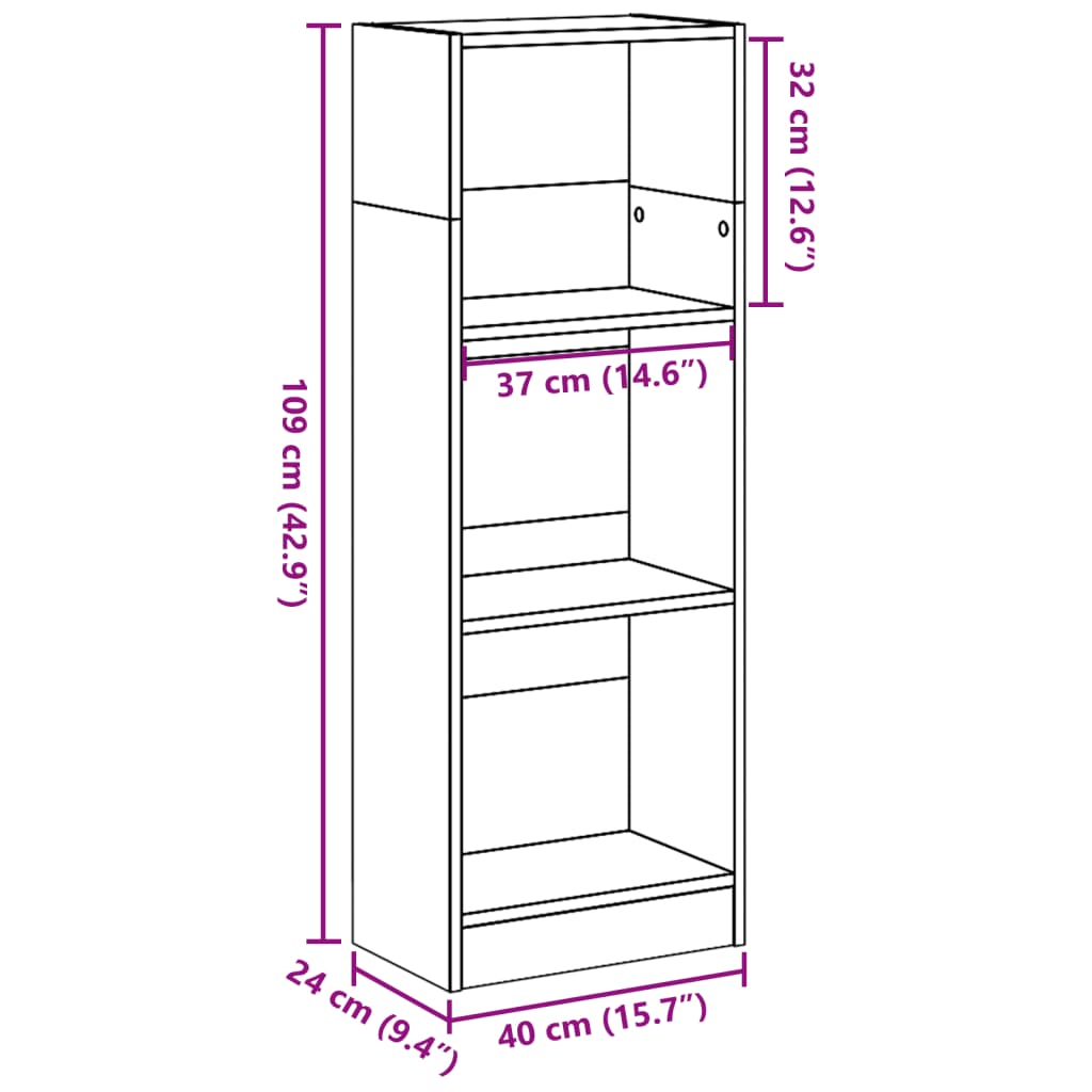 vidaXL Bookcase Concrete Grey 40x24x109 cm Engineered Wood
