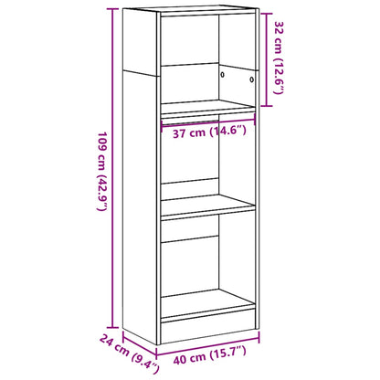 vidaXL Bookcase Concrete Grey 40x24x109 cm Engineered Wood