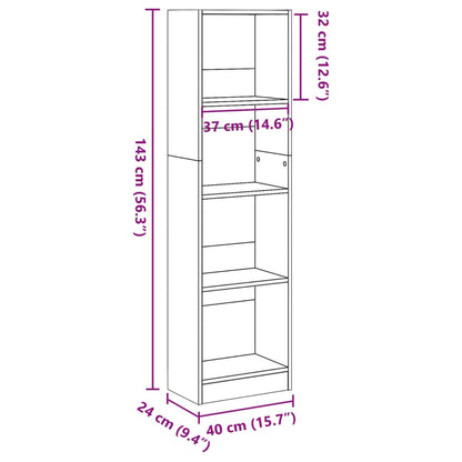 vidaXL Bookcase Smoked Oak 40x24x143 cm Engineered Wood
