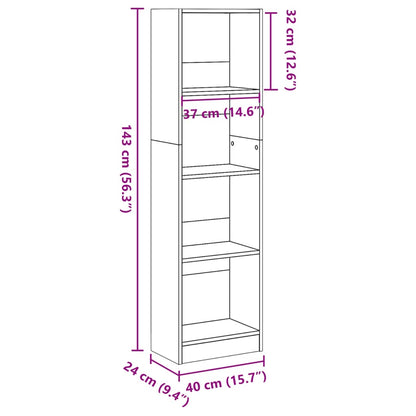 vidaXL Bookcase Grey Sonoma 40x24x143 cm Engineered Wood