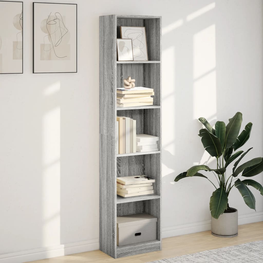 vidaXL Bookcase Grey Sonoma 40x24x176 cm Engineered Wood