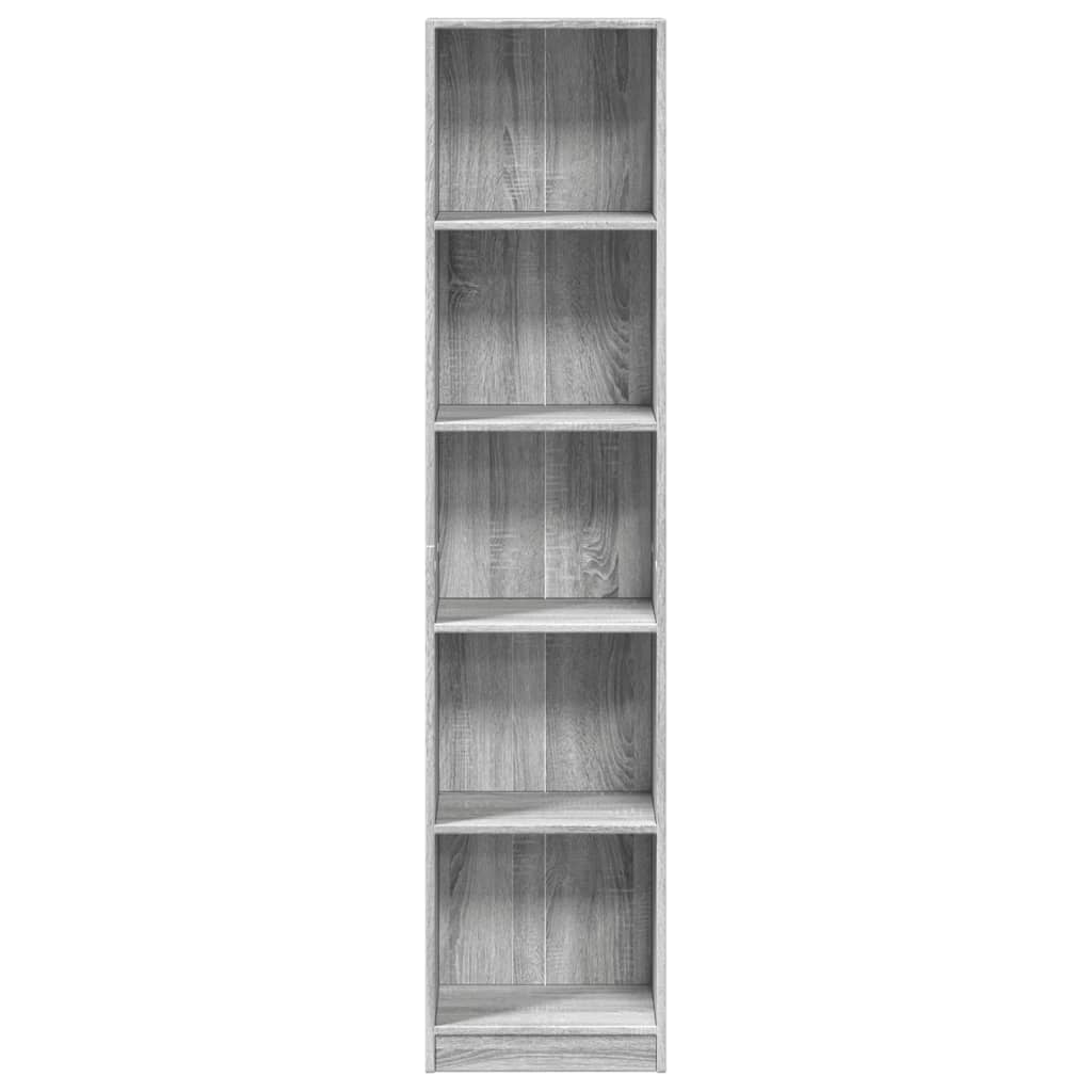 vidaXL Bookcase Grey Sonoma 40x24x176 cm Engineered Wood