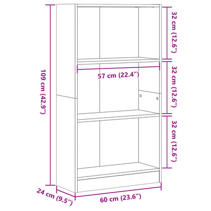 vidaXL Bookcase Black 60x24x109 cm Engineered Wood