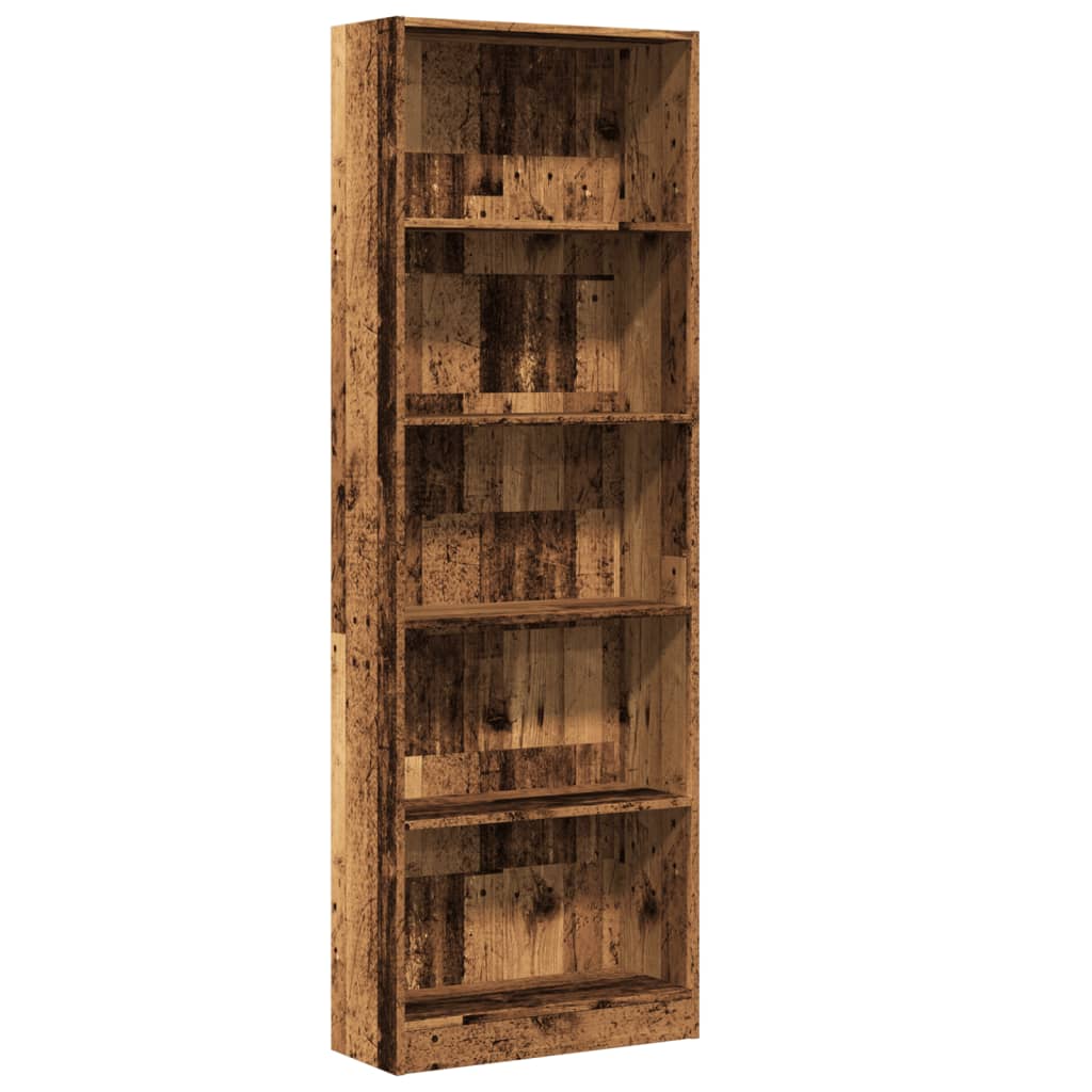 vidaXL Bookcase Old Wood 60x24x176 cm Engineered Wood