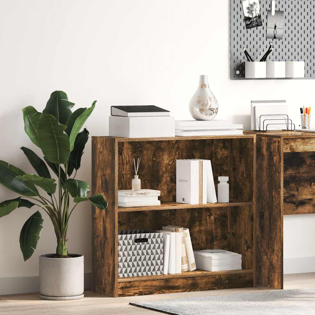 vidaXL Bookcase Smoked Oak 80x24x76 cm Engineered Wood
