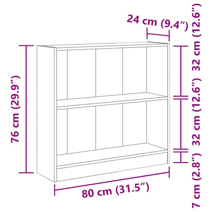 vidaXL Bookcase Grey Sonoma 80x24x76 cm Engineered Wood