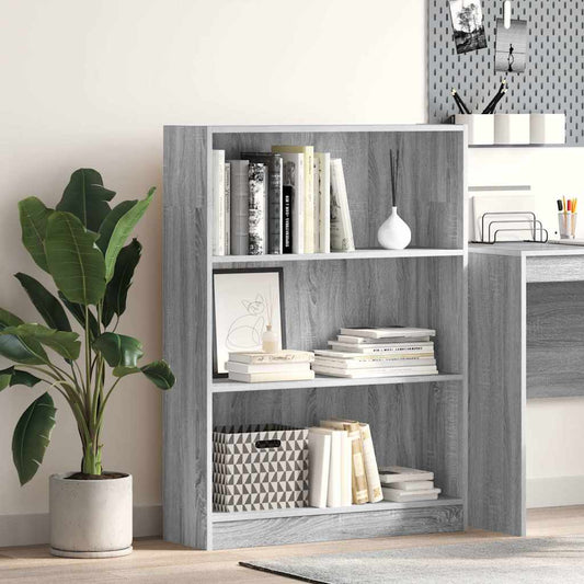 vidaXL Bookcase Grey Sonoma 80x24x109 cm Engineered Wood