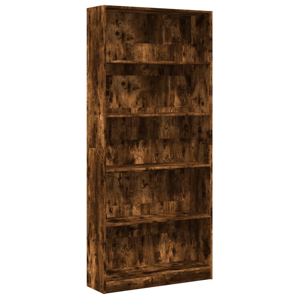 vidaXL Bookcase Smoked Oak 80x24x176 cm Engineered Wood